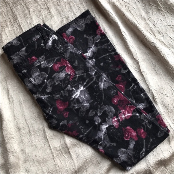 The Kooples Denim - The Kooples Skin Floral Black/Grey/Red Jeans Sz 25